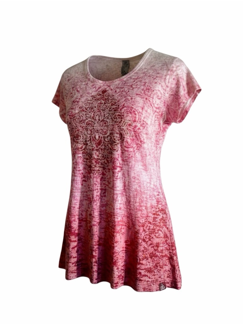 prAna Pink Mandala Burnout Tee | Y2K Boho Aesthetic | Size M